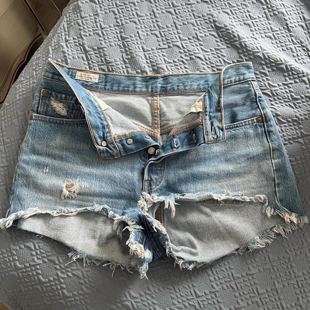 Levi's Blue Distressed Jean Shorts
